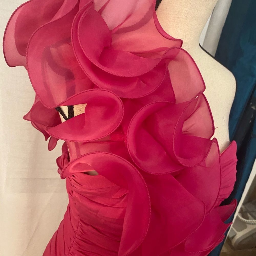 Cinderella Fuchsia One-Shoulder Ruffle Mini Dress - Picture 5 of 11